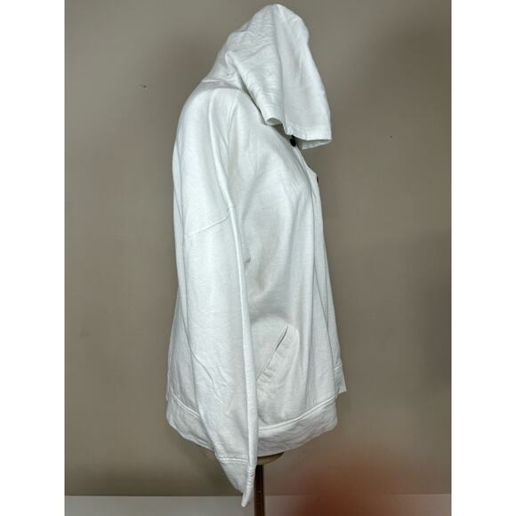 French Laundry Pockets 1/4 Quarter Zip Button Snap Hooded Sweater Women’s Size L - Picture 4 of 8